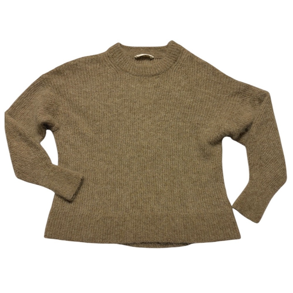 Everlane Women's L Alpaca Wool Blend Brown Crew Neck Ribbed Pullover Sweater